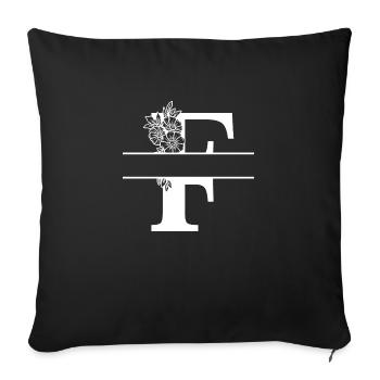 Personalisierter Blumenbuchstabe F - Sofakissenbezug 45 x 45 cm - Schwarz - Vorne