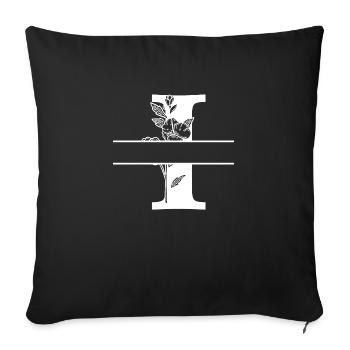 Personalisierter Blumenbuchstabe i - Sofakissenbezug 45 x 45 cm - Schwarz - Vorne