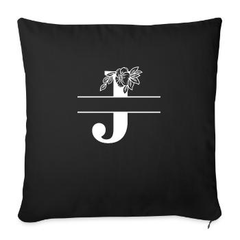 Personalized floral letter J - Sofa pillowcase 17,3'' x 17,3'' (45 x 45 cm) - black - Front
