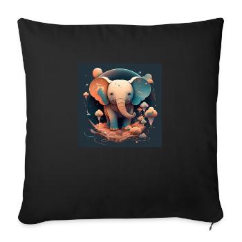 Fantaisie d’éléphant mignon - Housse de coussin décorative 45 x 45 cm - noir - Devant