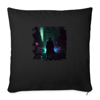 Neon light in the city and a protector of the world - Sofa pillowcase 17,3'' x 17,3'' (45 x 45 cm) - black - Front