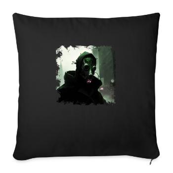 City of the future with a gloomy guardian and savior - Sofa pillowcase 17,3'' x 17,3'' (45 x 45 cm) - black - Front
