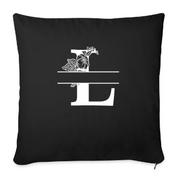 Personalized floral letter L - Sofa pillowcase 17,3'' x 17,3'' (45 x 45 cm) - black - Front