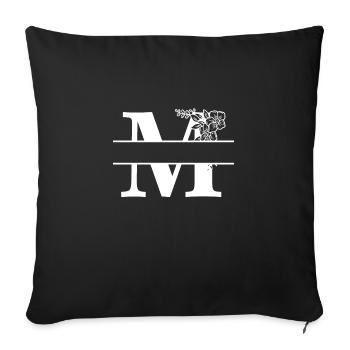 Personalized floral letter M - Sofa pillowcase 17,3'' x 17,3'' (45 x 45 cm) - black - Front