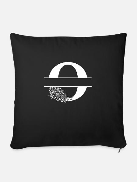 Personalisierter Blumenbuchstabe O - Sofakissenbezug 45 x 45 cm - Schwarz