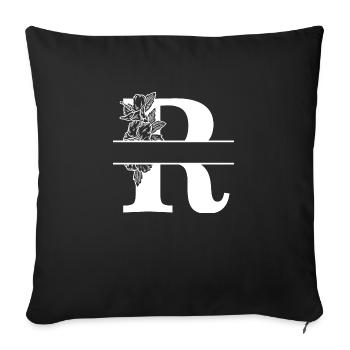 Personalized floral letter R - Sofa pillowcase 17,3'' x 17,3'' (45 x 45 cm) - black - Front