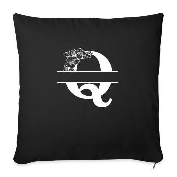 Personalized floral Q letter - Sofa pillowcase 17,3'' x 17,3'' (45 x 45 cm) - black - Front