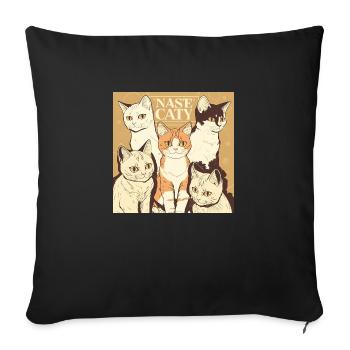 NASE CATY : LES CINQ CHATS COMPLICES - Housse de coussin décorative 45 x 45 cm - noir - Devant