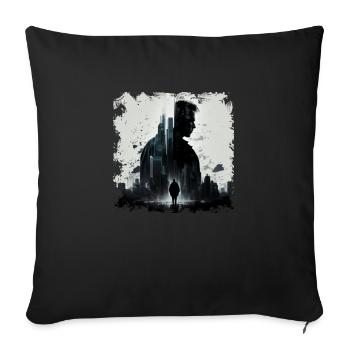 Mysterious character as guardian of the city - Sofa pillowcase 17,3'' x 17,3'' (45 x 45 cm) - black - Front