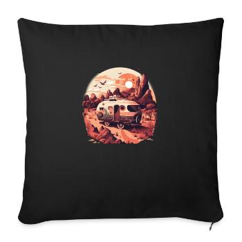 Bus Camping Aventure Outback Australie - Housse de coussin décorative 45 x 45 cm - noir - Devant
