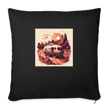 Bus Camping Aventure Outback Australie - Housse de coussin décorative 45 x 45 cm - noir - Devant