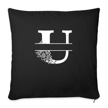 Personalized floral letter U - Sofa pillowcase 17,3'' x 17,3'' (45 x 45 cm) - black - Front