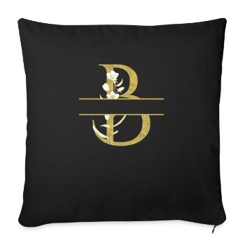lettre b doré floral personnalisé - Housse de coussin décorative 45 x 45 cm - noir - Devant