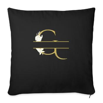 Personalized floral gold letter G - Sofa pillowcase 17,3'' x 17,3'' (45 x 45 cm) - black - Front