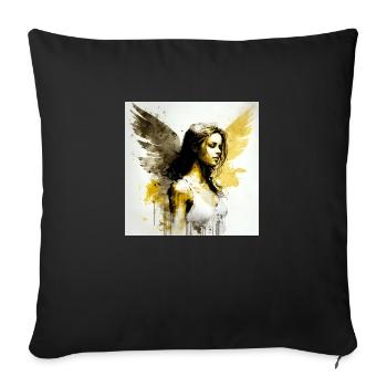 Femme ange n°1 - Housse de coussin décorative 45 x 45 cm - noir - Devant