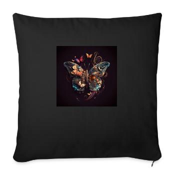 Schmetterling, Noten und Mechanismen - Sofakissenbezug 45 x 45 cm - Schwarz - Vorne