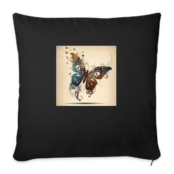 Schmetterling, Notizen - Sofakissenbezug 45 x 45 cm - Schwarz - Vorne