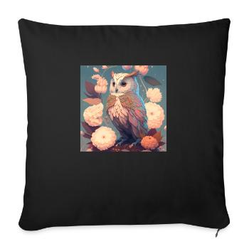 en harmonie avec la nature hibou - Housse de coussin décorative 45 x 45 cm - noir - Devant