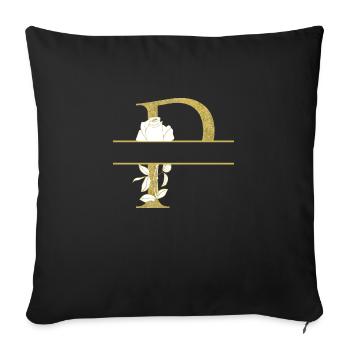 personalized floral golden letter P - Sofa pillowcase 17,3'' x 17,3'' (45 x 45 cm) - black - Front