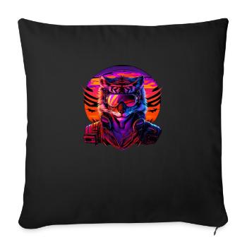 Retro Emblems - Animal - Pilot Tiger - Sofa pillowcase 17,3'' x 17,3'' (45 x 45 cm) - black - Front