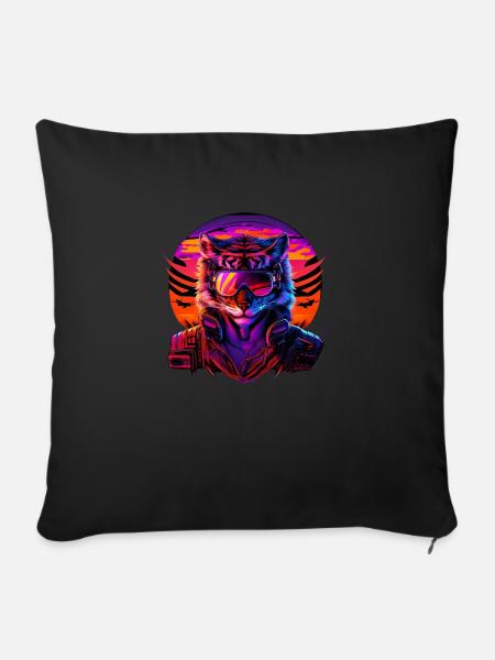 Retro Emblems - Animal - Pilot Tiger - Sofakissenbezug 45 x 45 cm - Schwarz