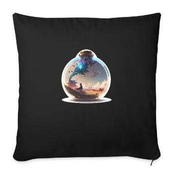 Paysage en bouteille - Housse de coussin décorative 45 x 45 cm - noir - Devant