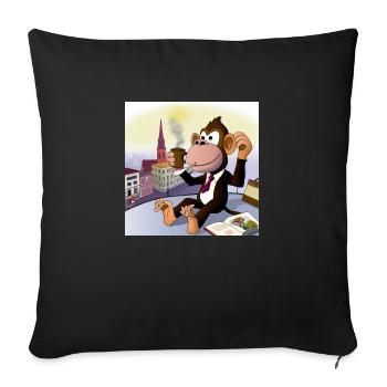 Un singe cool boit un latte macchiato au café - Housse de coussin décorative 45 x 45 cm - noir - Devant
