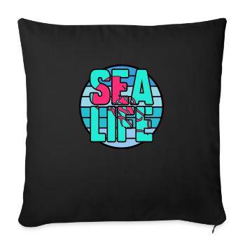Sea life - Housse de coussin décorative 45 x 45 cm - noir - Devant
