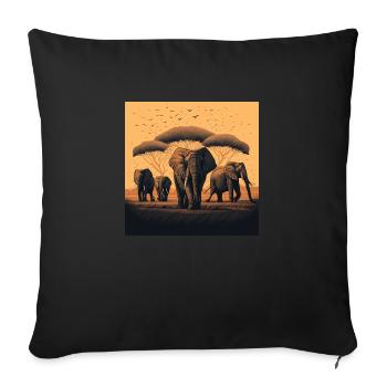 Peaceful Elephant Herd Gift - Sofa pillowcase 17,3'' x 17,3'' (45 x 45 cm) - black - Front