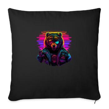 Retro Emblems - Animal - Pilot Bear - Sofa pillowcase 17,3'' x 17,3'' (45 x 45 cm) - black - Front