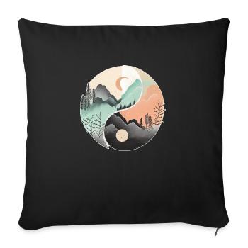 Ying Yang - Mountains / Beach - Sofa pillowcase 17,3'' x 17,3'' (45 x 45 cm) - black - Front