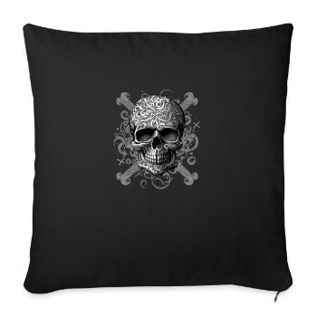 Zentangle skull - Sofa pillowcase 17,3'' x 17,3'' (45 x 45 cm) - black - Front