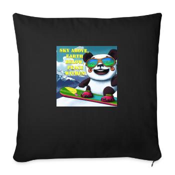 Panda on Snowboard Variant 1 Text - Sofa pillowcase 17,3'' x 17,3'' (45 x 45 cm) - black - Front