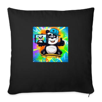 Panda fait un cadeau à la variante Selfie 2 - Housse de coussin décorative 45 x 45 cm - noir - Devant