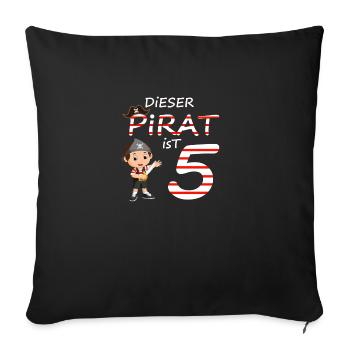Dieser Pirat ist 5 Geburtstagsshirt - Sofakissenbezug 45 x 45 cm - Schwarz - Vorne