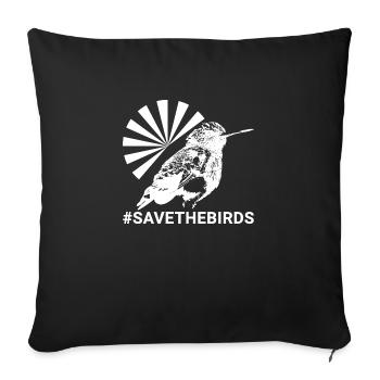 Guardians of nature #Kolibri #savethebirds - Sofa pillowcase 17,3'' x 17,3'' (45 x 45 cm) - black - Front