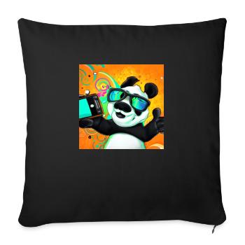 Funny Panda Makes Selfie Gift - Sofa pillowcase 17,3'' x 17,3'' (45 x 45 cm) - black - Front