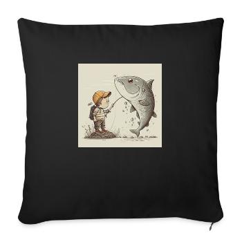Little boy catches gift - Sofa pillowcase 17,3'' x 17,3'' (45 x 45 cm) - black - Front