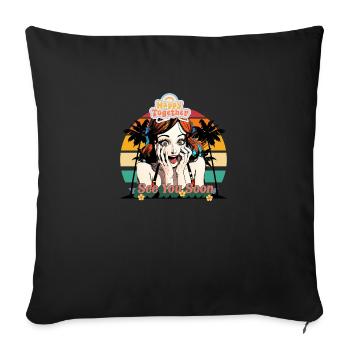 A happy woman in retro style - Sofa pillowcase 17,3'' x 17,3'' (45 x 45 cm) - black - Front
