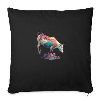 Lida the surrealist cow - Sofa pillowcase 17,3'' x 17,3'' (45 x 45 cm) - black - Front