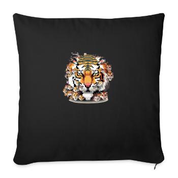 Le tigre pixel - Housse de coussin décorative 45 x 45 cm - noir - Devant