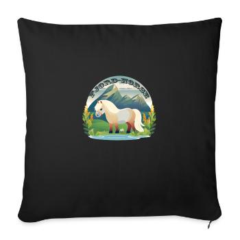 Cheval norvégien des fjords sur chevaux d’herbe - Housse de coussin décorative 45 x 45 cm - noir - Devant