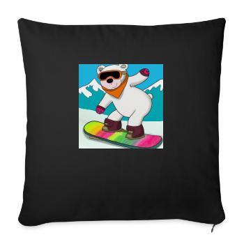 Cool Polar Bear Rides Snowboard V2 Gift - Sofa pillowcase 17,3'' x 17,3'' (45 x 45 cm) - black - Front