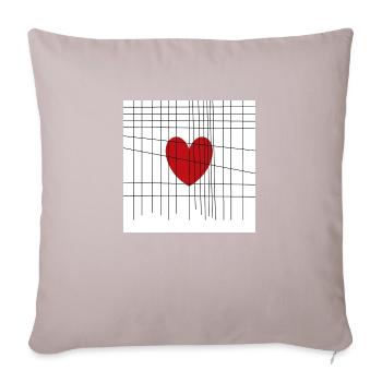 Herz hinter Gittern - Sofakissenbezug 45 x 45 cm - helles Taupe - Vorne