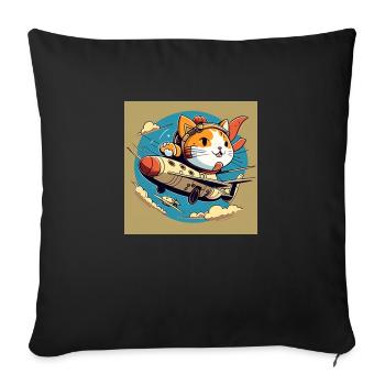 Cartoon flying cat - Sofa pillowcase 17,3'' x 17,3'' (45 x 45 cm) - black - Front