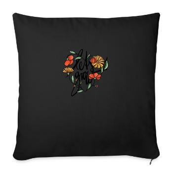 Heart of Flowers Let's Grow - Sofa pillowcase 17,3'' x 17,3'' (45 x 45 cm) - black - Front