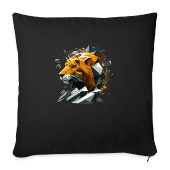 3D vector lion illustration in polygon look - Sofa pillowcase 17,3'' x 17,3'' (45 x 45 cm) - black - Front
