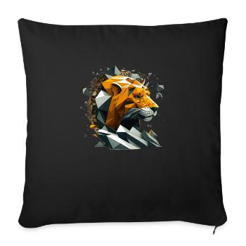 3D lion head or lion face in polygon style - Sofa pillowcase 17,3'' x 17,3'' (45 x 45 cm) - black - Front