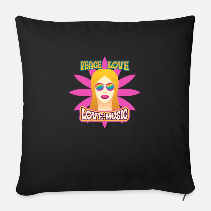Hippie - Sofakissenbezug 45 x 45 cm - Schwarz