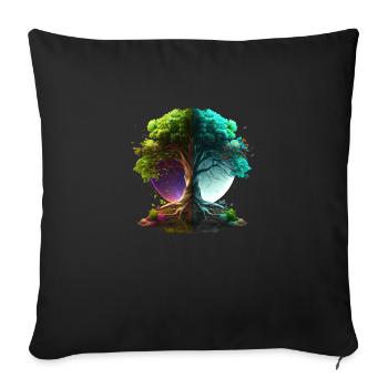 The multi-coloured tree of life, symbol of nature - Sofa pillowcase 17,3'' x 17,3'' (45 x 45 cm) - black - Front